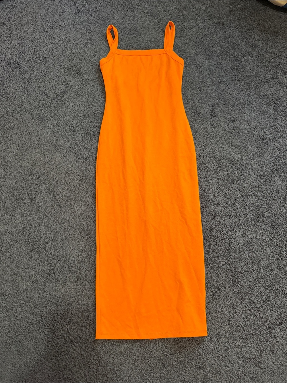 Heart Hips Orange Square-Neck Midi Dress